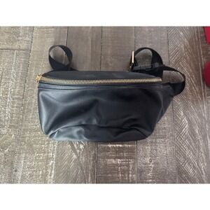 Unbranded‎ Black Faux Leather Zipper Bum Bag Leopard Print Lined